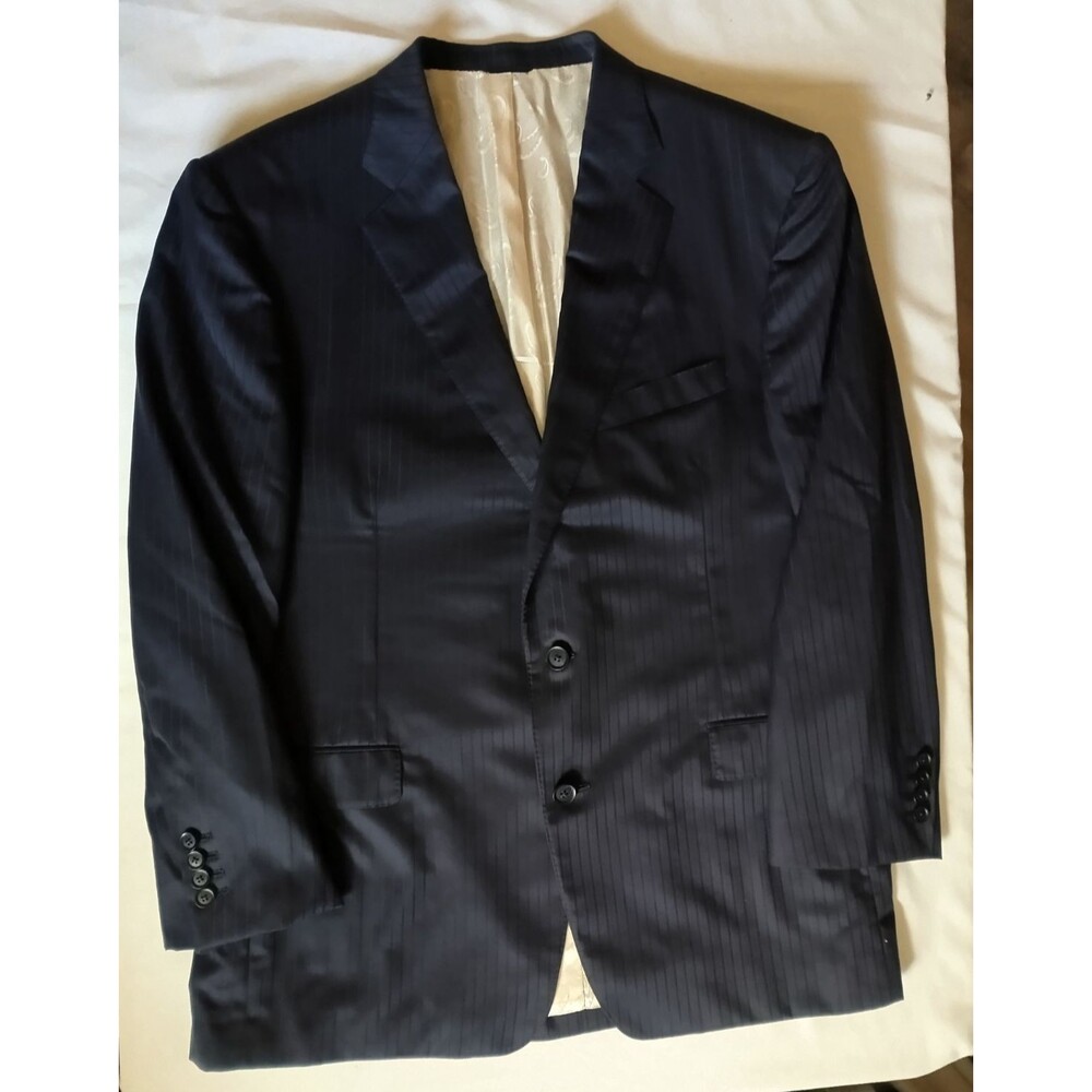 Adrian Jules Rochester NY, Made in USA, Silk pinstripe suit, 2 piece jacket pant